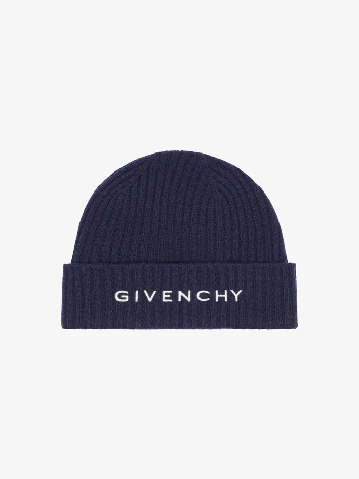 4g Beanie In Wool And Cashmere Deep Blue Men Givenchy Beanies and Caps