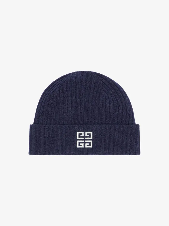 4g Beanie In Wool And Cashmere Deep Blue Men Givenchy Beanies and Caps