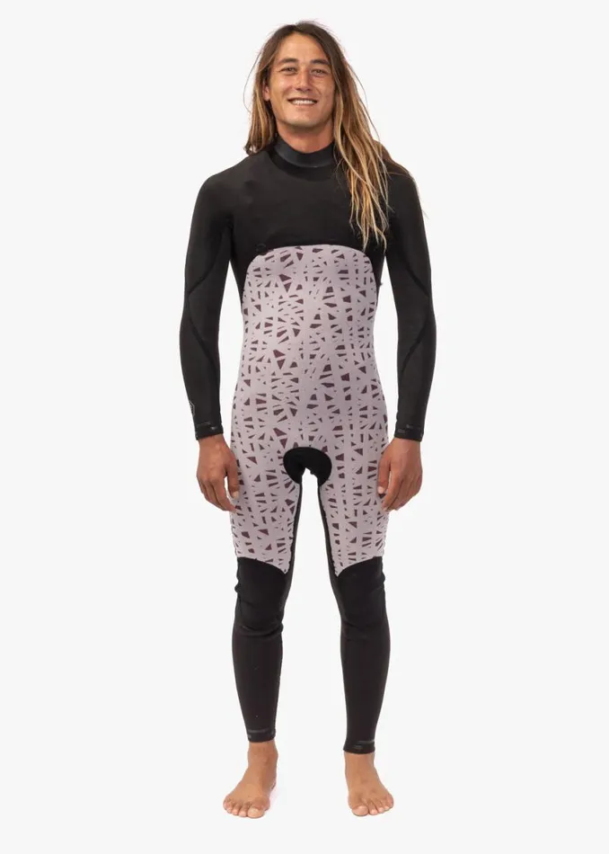 7 Seas 43 Full Chest Zip Wetsuit Tonal Logos Stealth Men Vissla Wetsuits