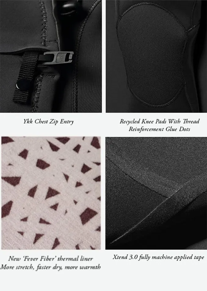 7 Seas 43 Full Chest Zip Wetsuit Tonal Logos Stealth Men Vissla Wetsuits