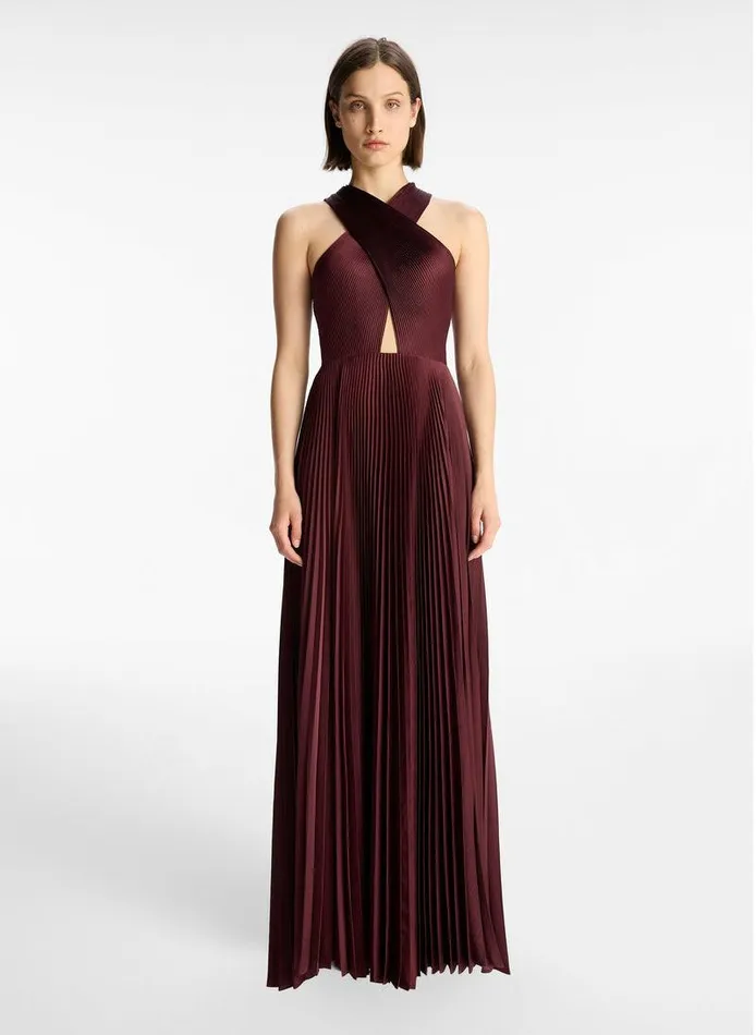 Accessories Women ALC Athena Satin Pleated Dress Chicory
