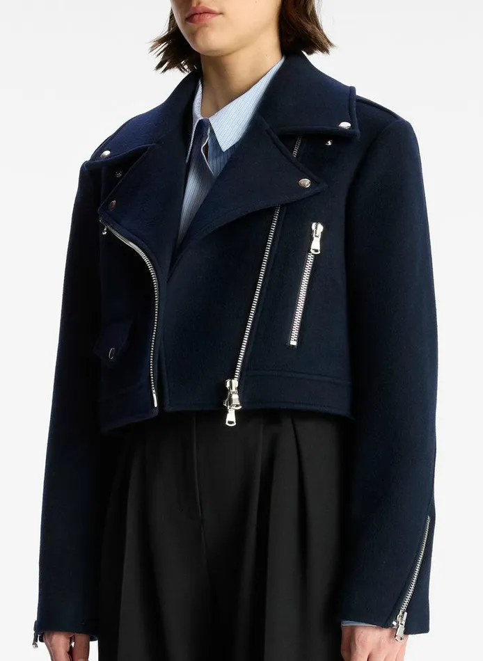 Accessories Women ALC Oxford Cropped Wool Jacket Navy