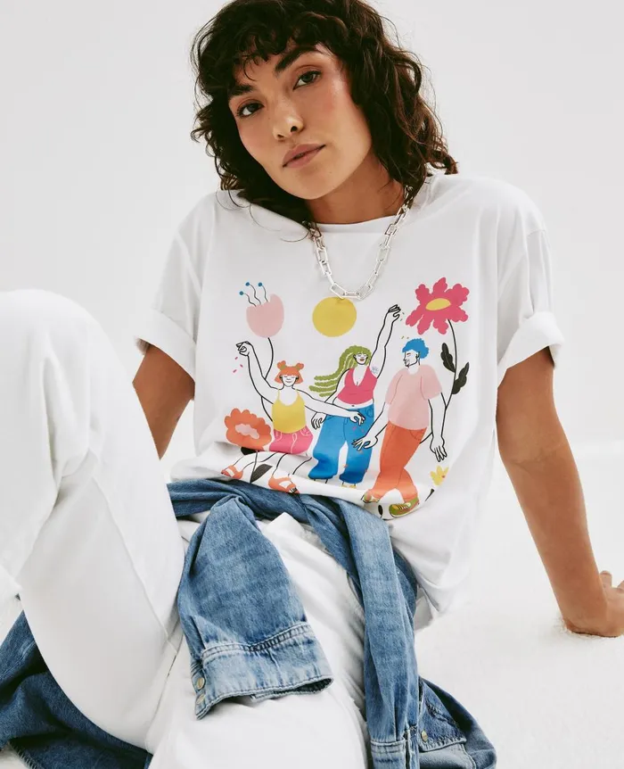 AG Jeans Bryce Crew Seeds Of Hope True White WomenMen Tees and Tanks