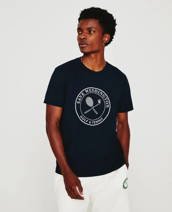 AG Jeans Weddington Crew Weddington Crest Court Navy WomenMen Tees and Tanks