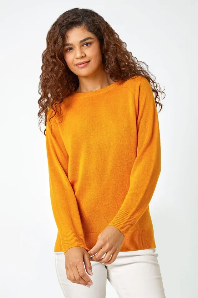 Amber Plain Soft Crew Neck Jumper Women Roman Knitwear