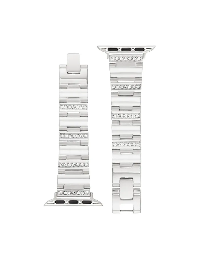 Anne Klein Crystal Embellished Bracelet For Apple Watch Silvertone Women Watches 038 Jewelry