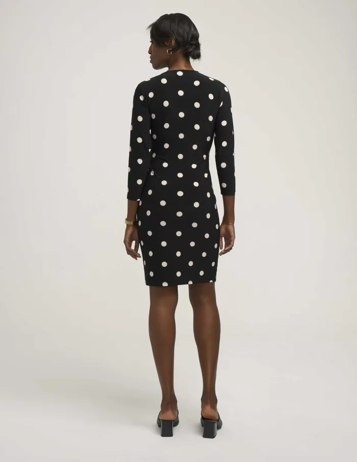 Anne Klein Dot Print Faux Wrap Dress Anne Black Women Clothing