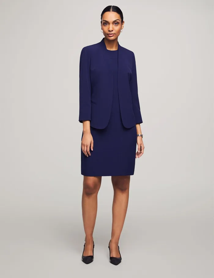 Anne Klein Executive Collection 2Pc Jacket And Dress Set Navy Women Clothing