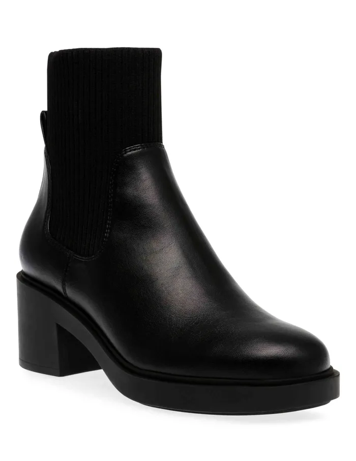 Anne Klein Fenley Bootie Black Smooth Pu Women Shoes