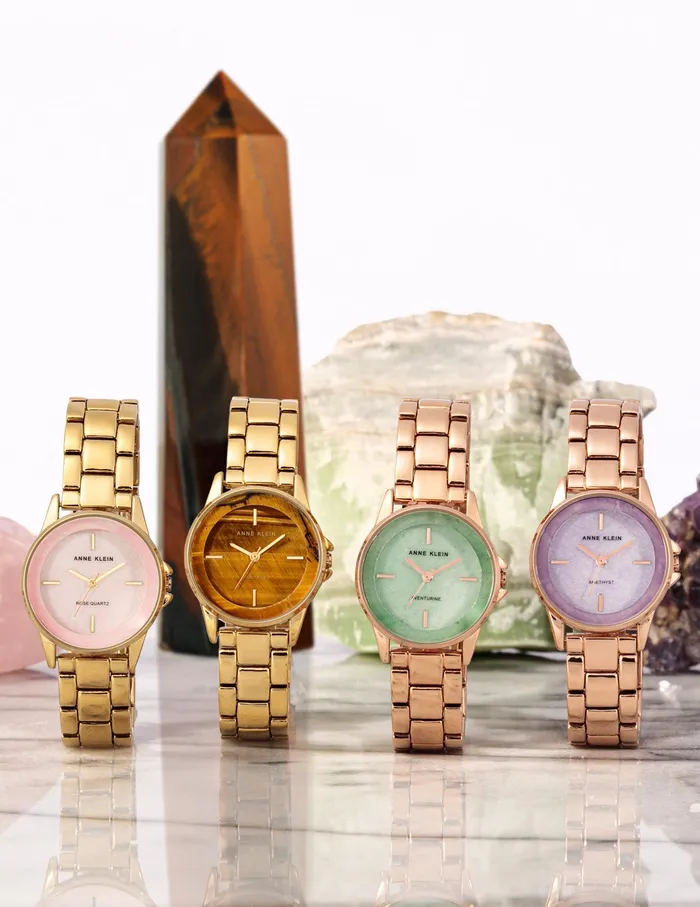 Anne Klein Gemstone Dial Bracelet Watch Aventurine Women Watches 038 Jewelry