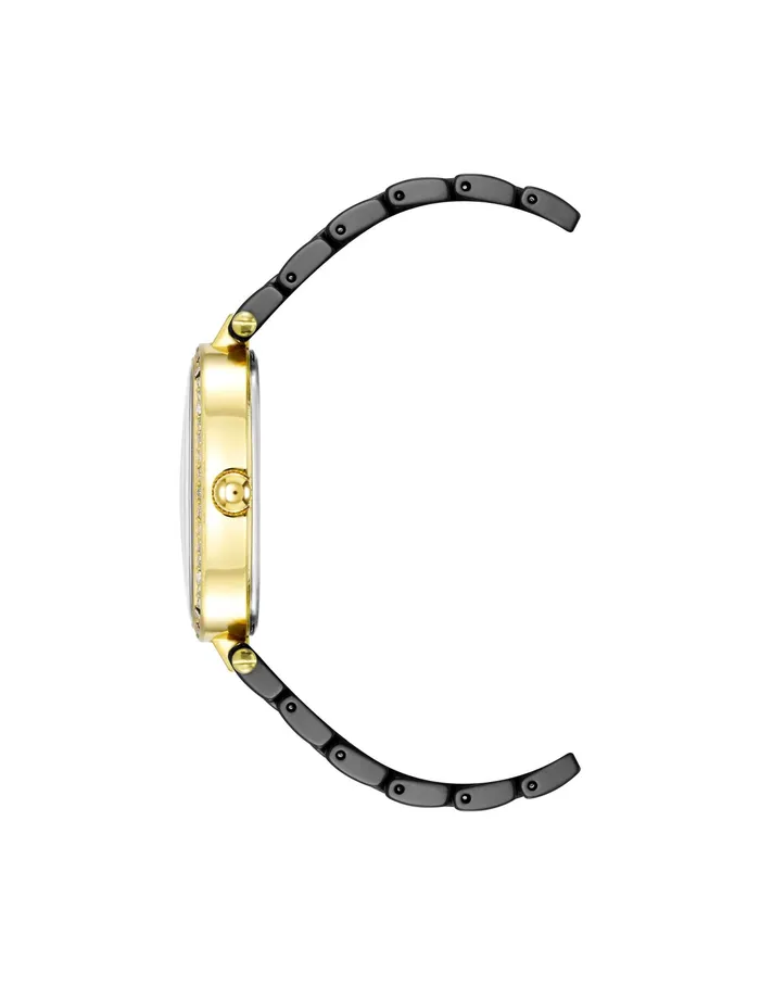Anne Klein Oval Crystal Accented Ceramic Bracelet Watch Black Women Watches 038 Jewelry