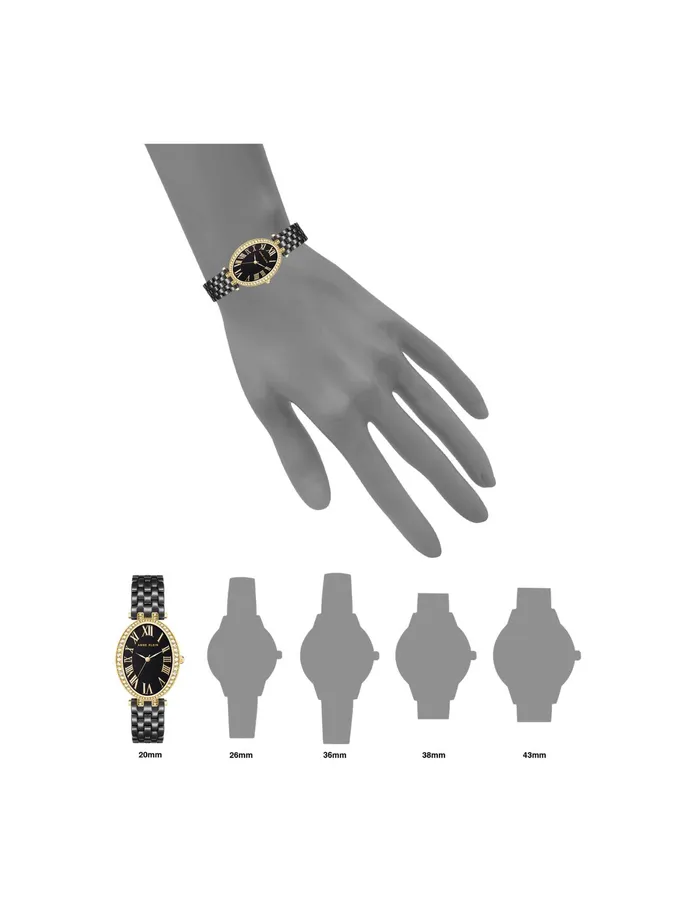 Anne Klein Oval Crystal Accented Ceramic Bracelet Watch Black Women Watches 038 Jewelry