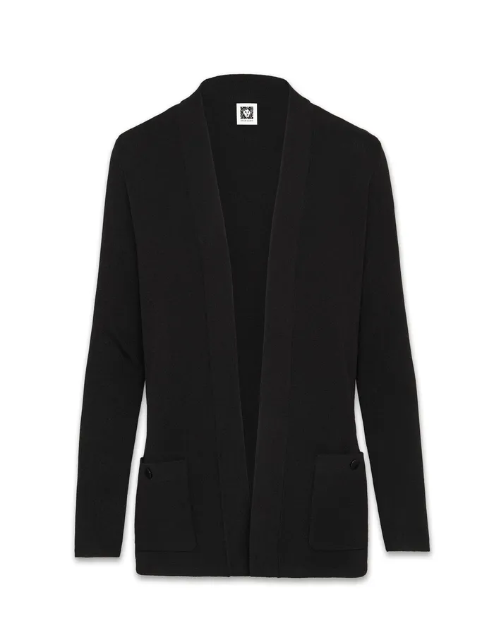 Anne Klein Petite Two Pocket Malibu Cardigan Anne Black Women Clothing