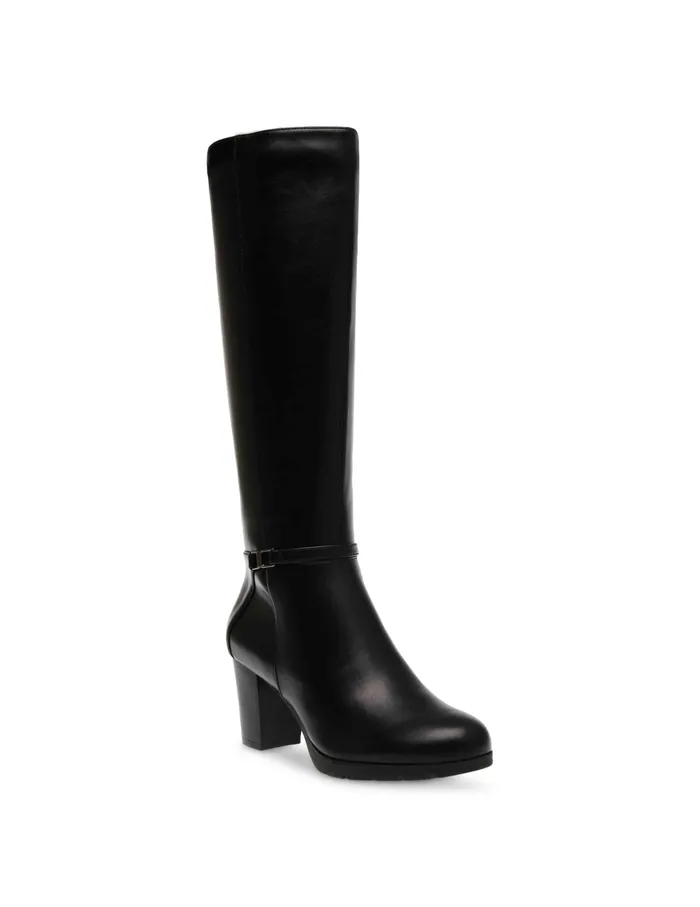 Anne Klein Rya Tall Boot Black Smooth Women Shoes