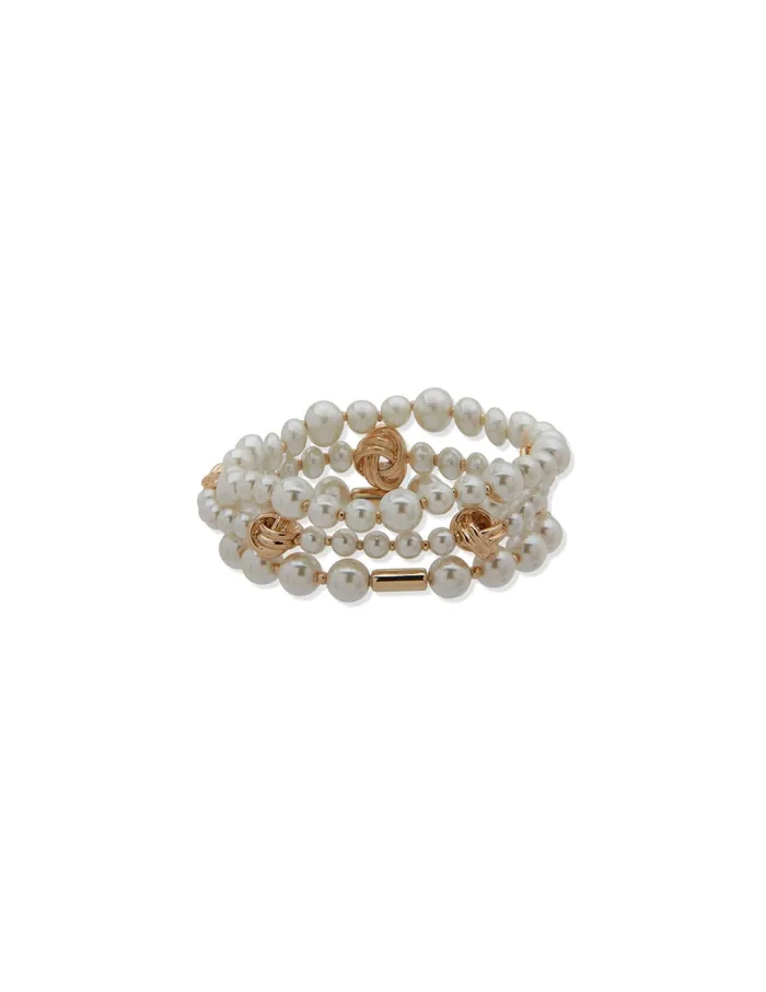 Anne Klein Stretch Set Pearls With Knots Bracelet Gold Tone Women Watches 038 Jewelry Anne Klein Stretch Set Pearls With Knots Bracelet Gold Tone Women Watches 038 Jewelry