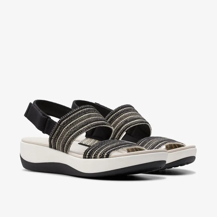 Arla Stroll Black Combination Women Clarks Sandals and Flip Flops
