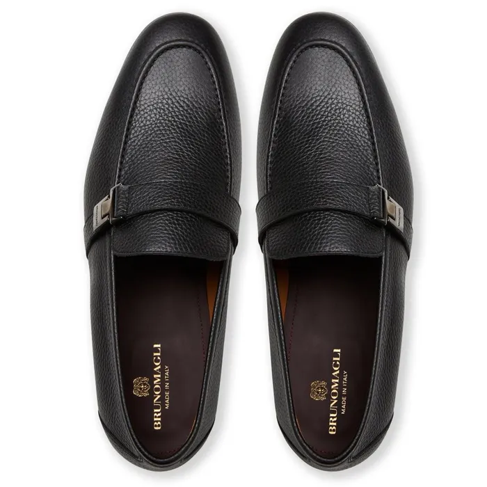 Arlo Slip On Side Bit Loafer Black Leather Men Bruno Magli Casual Shoes
