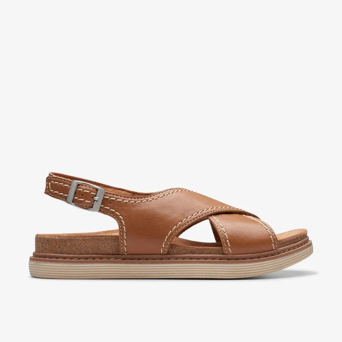 Arwell Sling Tan Leather Women Clarks Sandals and Flip Flops