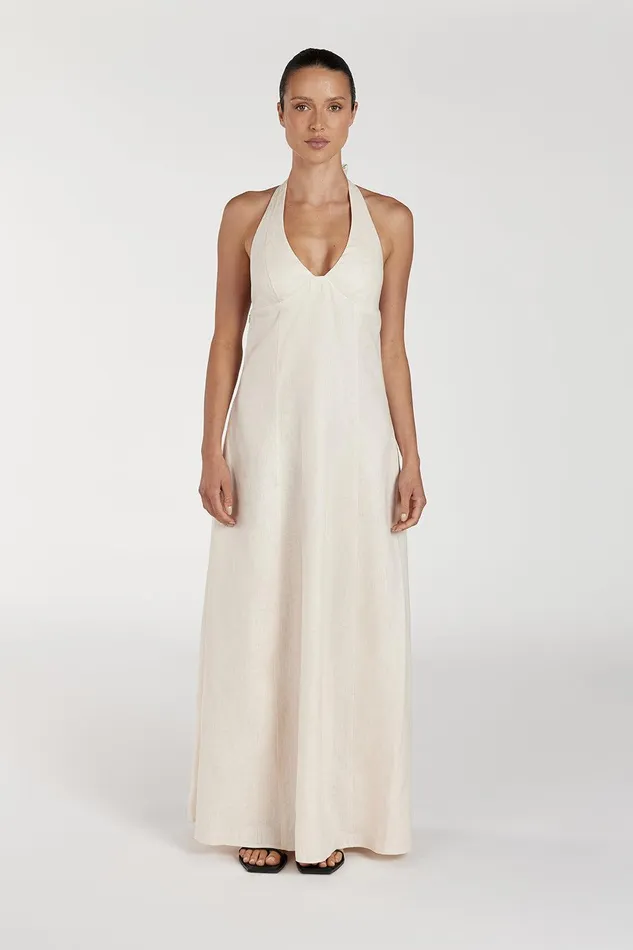 AUDREY CREAM HALTER LINEN DRESS Women DISSH Linen Dresses