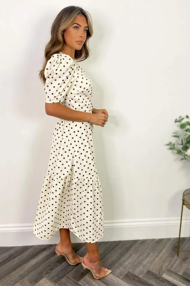 AX Paris Cream And Brown Polka Dot Midi Smock Dress Dresses