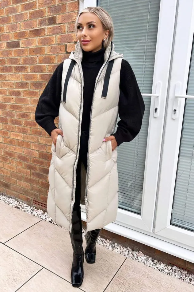 AX Paris Oyster Hooded Puffer Gilet Coats and Jackets