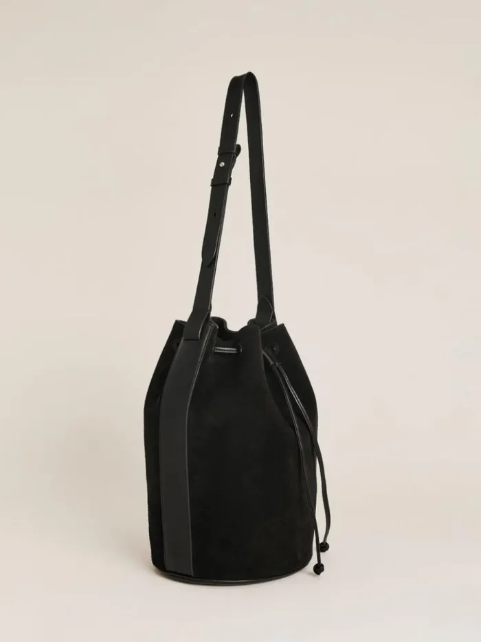 Bags The Reformation Medium Ornellia Bucket Bag Black Suede
