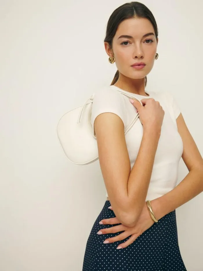 Bags The Reformation Mini Rosetta Shoulder Bag White Leather