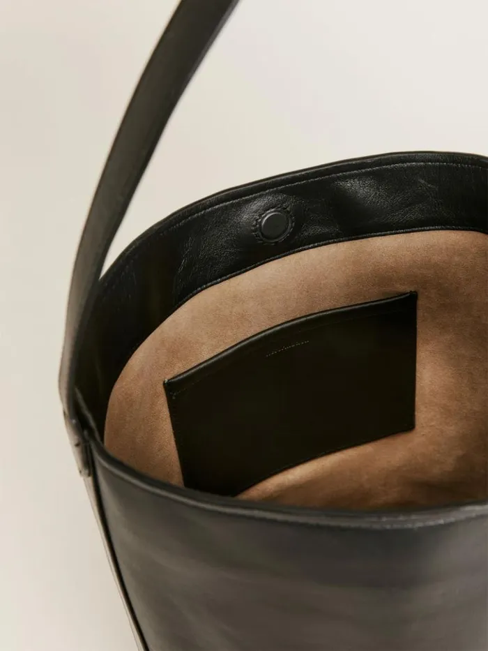 Bags The Reformation Seleena Bucket Bag Black Leather
