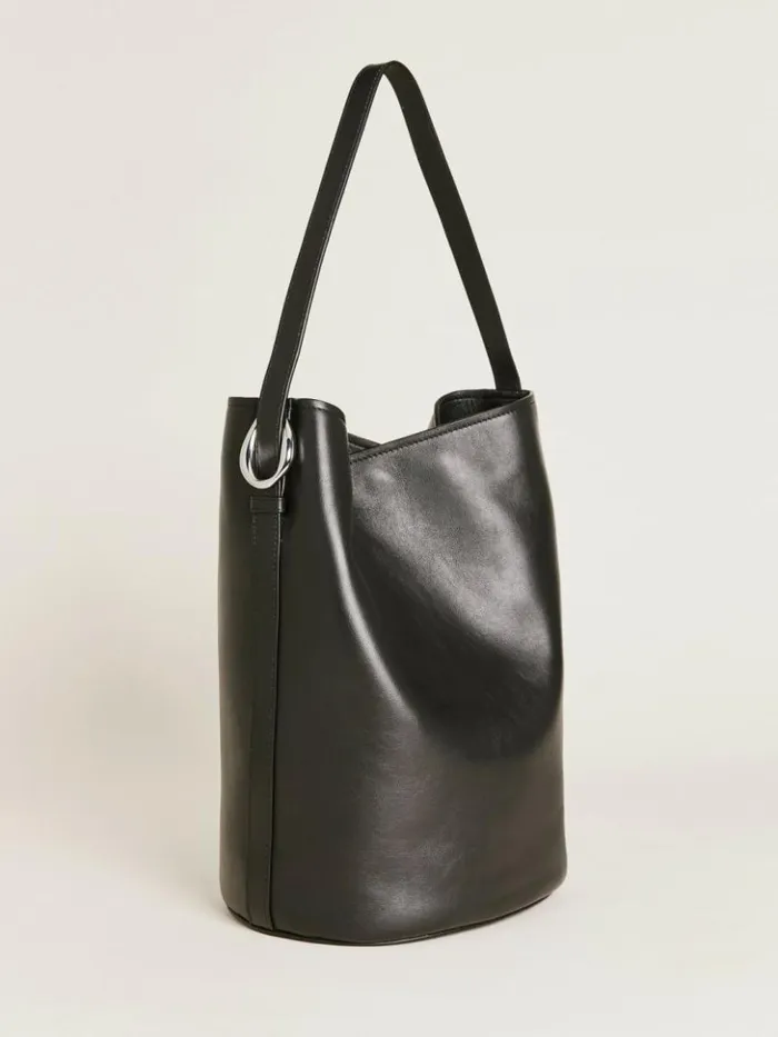 Bags The Reformation Seleena Bucket Bag Black Leather