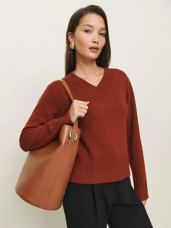 Bags The Reformation Seleena Bucket Bag Lido Leather