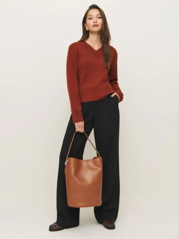 Bags The Reformation Seleena Bucket Bag Lido Leather