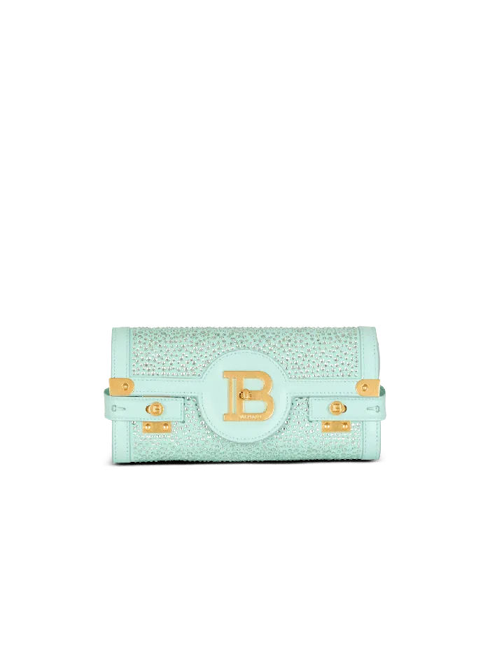 Balmain Clutches Women BBuzz Pouch 23 In Suede And Rhinestones Blue