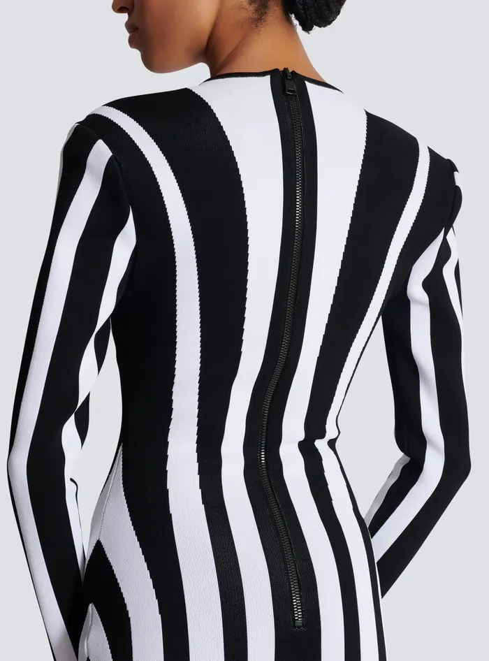 Balmain Dresses Women Striped Knit Dress Black