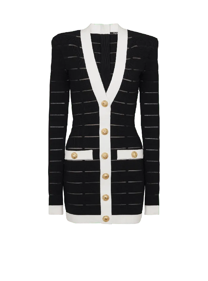 Balmain Dresses Women Twotone Knit Dress With Buttons Black