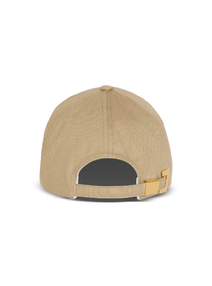 Balmain Hats And Caps Men Cotton Cap With Signature Embroidery Beige
