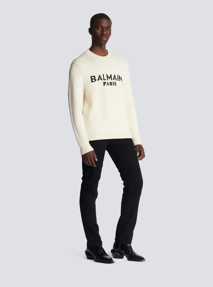Balmain Knitwear Men Merino Knit Jumper Beige