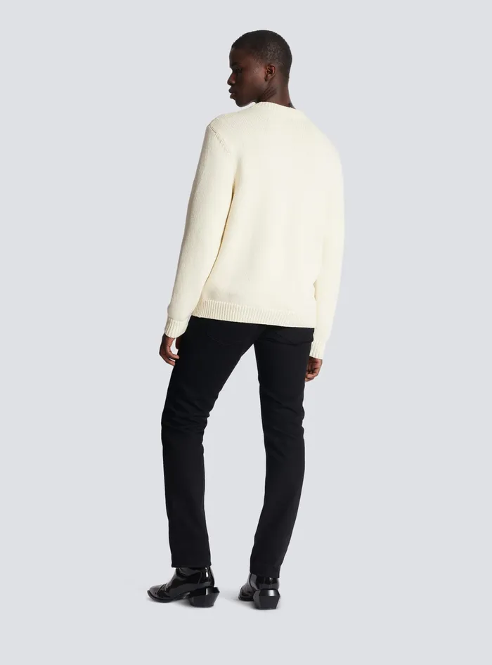 Balmain Knitwear Men Merino Knit Jumper Beige