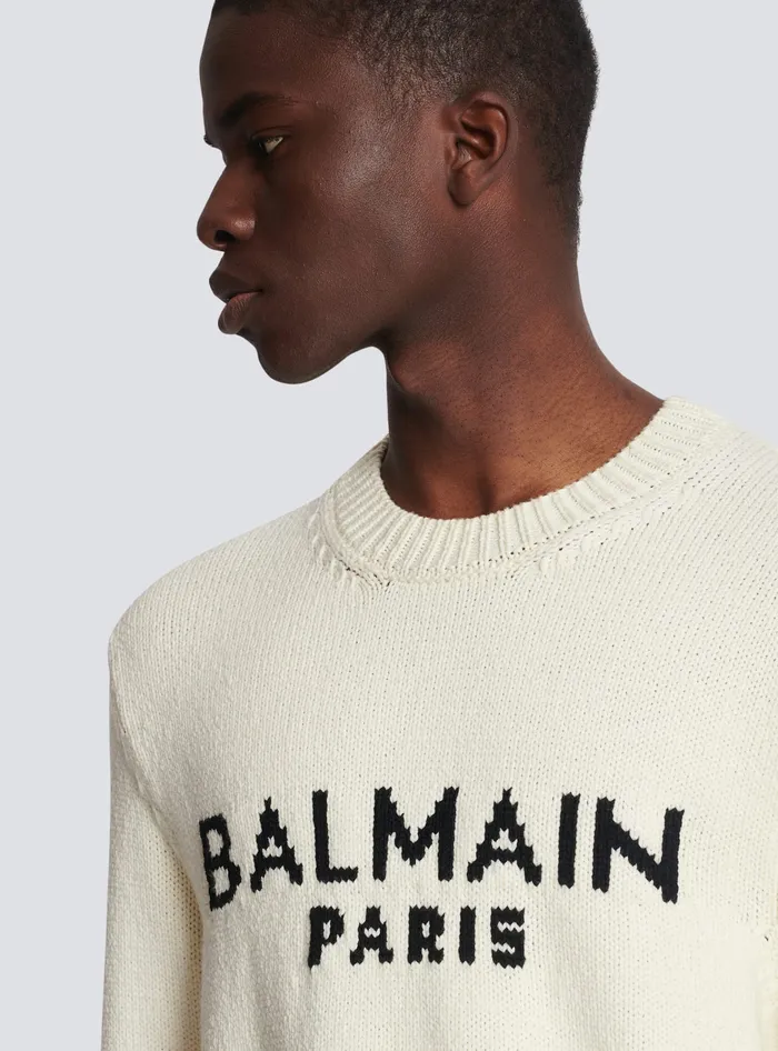 Balmain Knitwear Men Merino Knit Jumper Beige