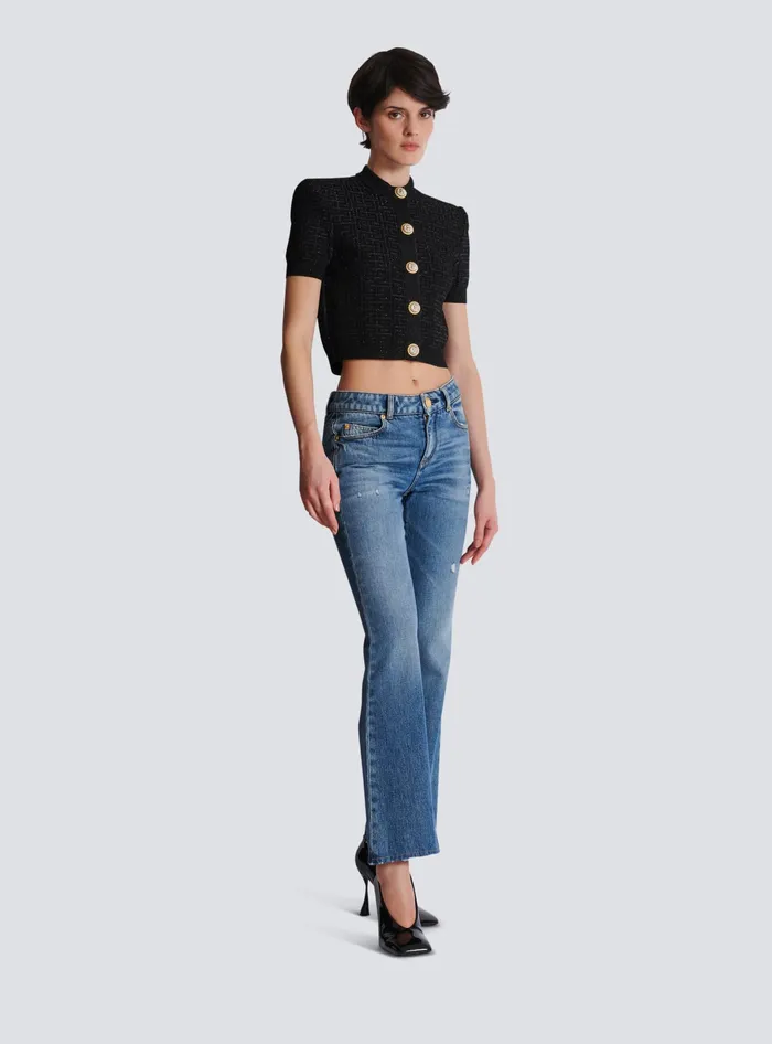 Balmain Knitwear Women PB Labyrinth Knit Cardigan Black