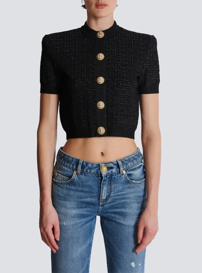 Balmain Knitwear Women PB Labyrinth Knit Cardigan Black