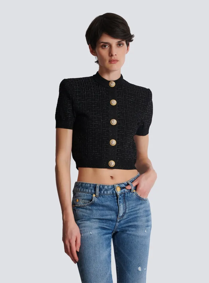 Balmain Knitwear Women PB Labyrinth Knit Cardigan Black