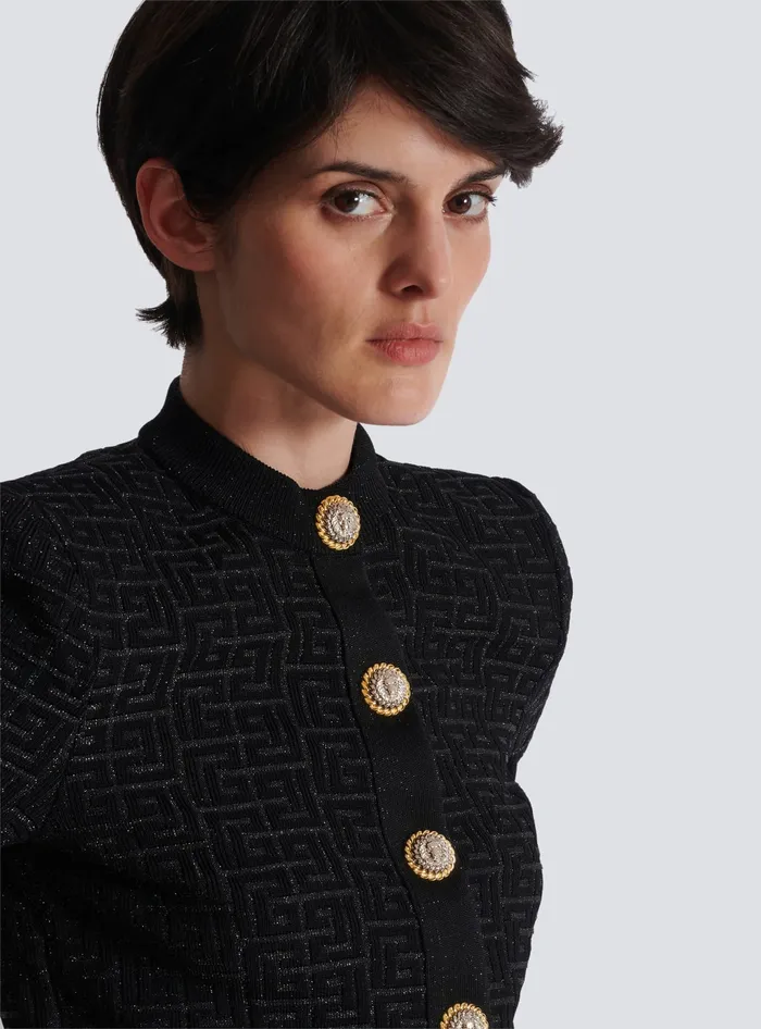 Balmain Knitwear Women PB Labyrinth Knit Cardigan Black