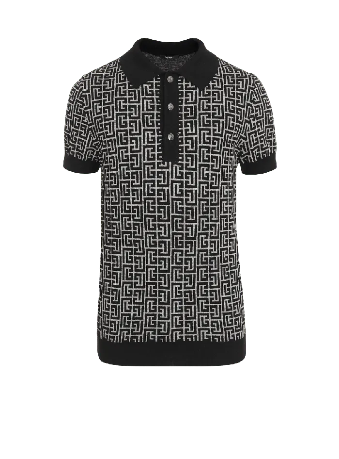 Balmain Shirts And Polos Men Monogrammed Polo Shirt Black