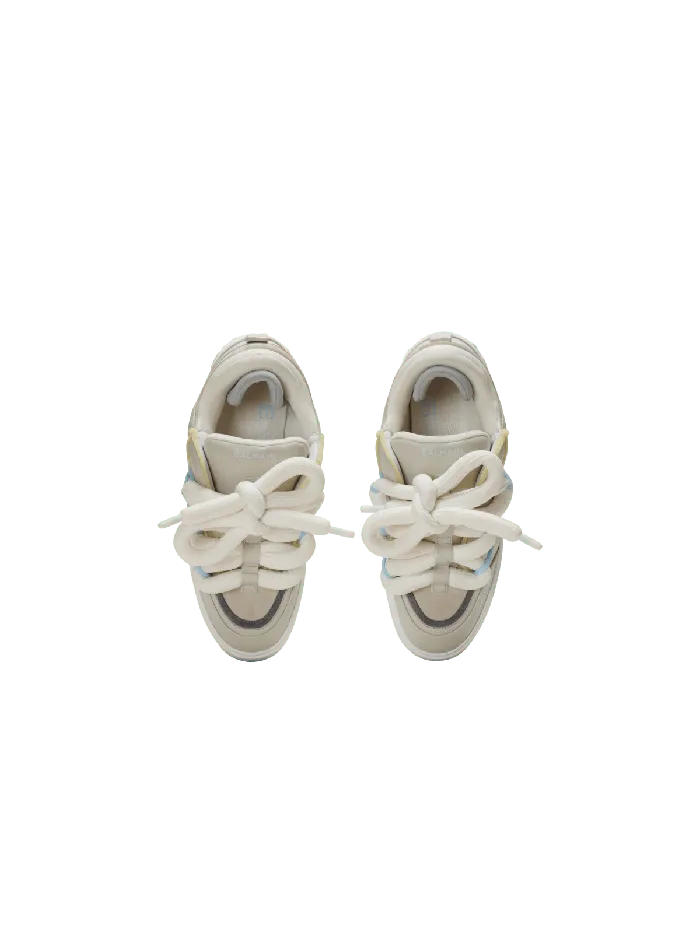 Balmain Sneakers Men BCourt Puffy Skate Sneakers In Calfskin And Suede Grey