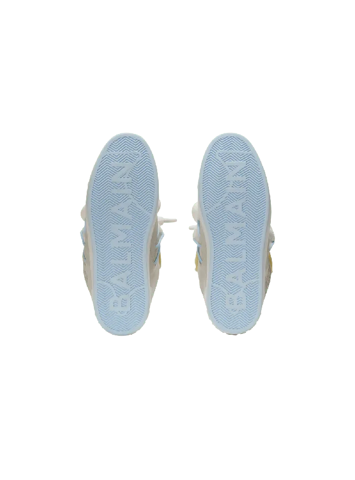 Balmain Sneakers Men BCourt Puffy Skate Sneakers In Calfskin And Suede Grey