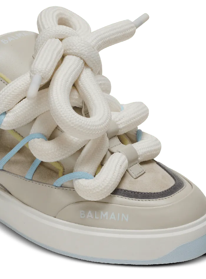 Balmain Sneakers Men BCourt Puffy Skate Sneakers In Calfskin And Suede Grey