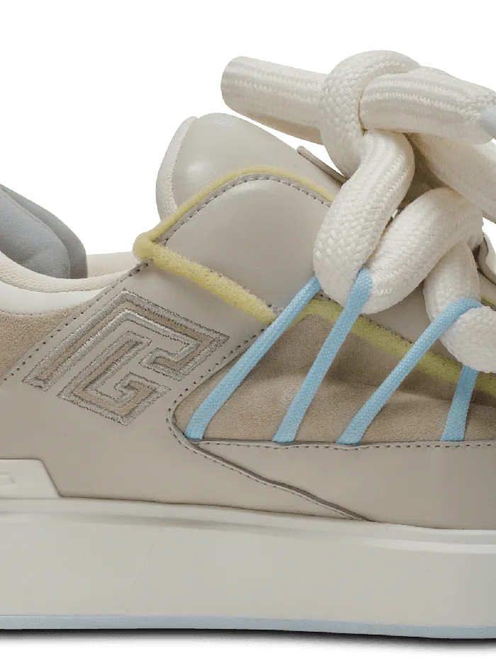 Balmain Sneakers Men BCourt Puffy Skate Sneakers In Calfskin And Suede Grey