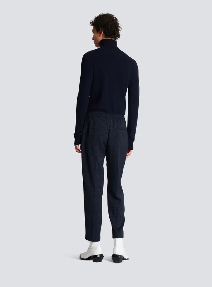 Balmain Trousers And Shorts Men PB Labyrinth Jacquard Trousers Navy