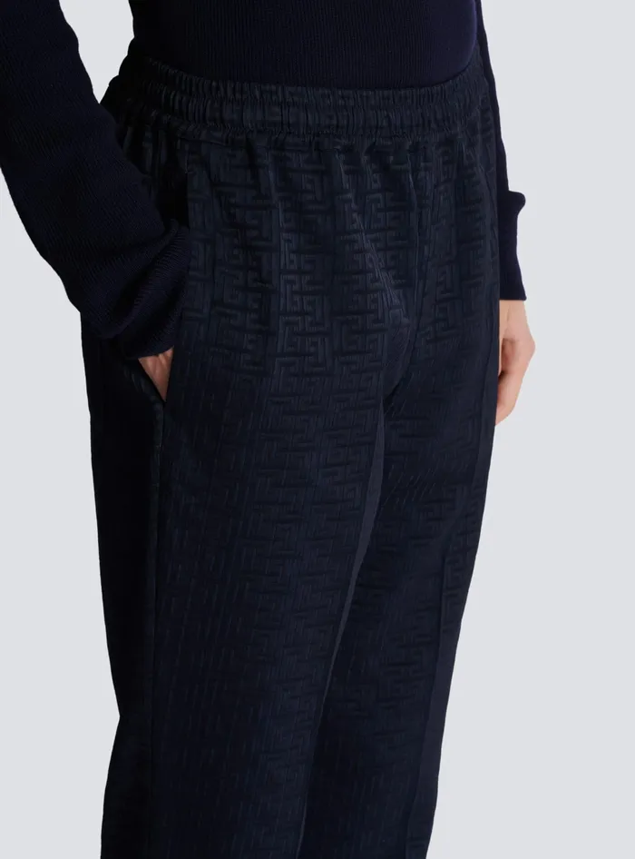 Balmain Trousers And Shorts Men PB Labyrinth Jacquard Trousers Navy
