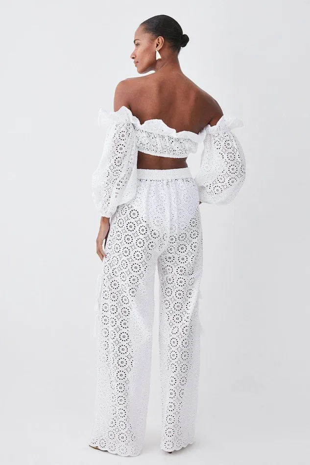 Beachwear Women Karen Millen Beach Broderie Split Leg Trousers